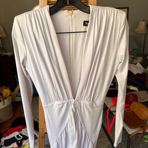 Nookie White Dress with Plunging Neckline, Size Small (S)